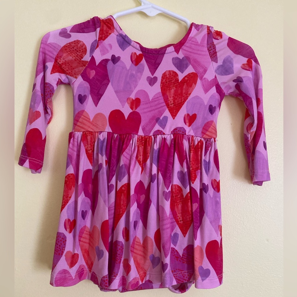 Little Sleepies Pink Hearts & Crafts Bow Back Skater Dress with bodysuit